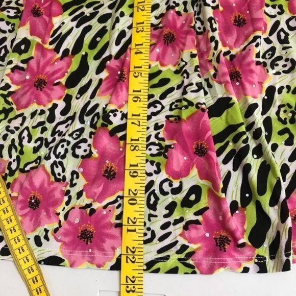 Rebecca Malone Floral Zebra Sequin Top Pink MEDIUM - Picture 4 of 8